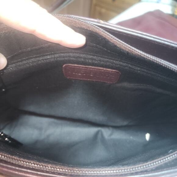 EASY SPIRIT EUC DARK WINE LEATHER SATCHEL BAG WITH CELL PHONE BAG - Picture 4 of 6